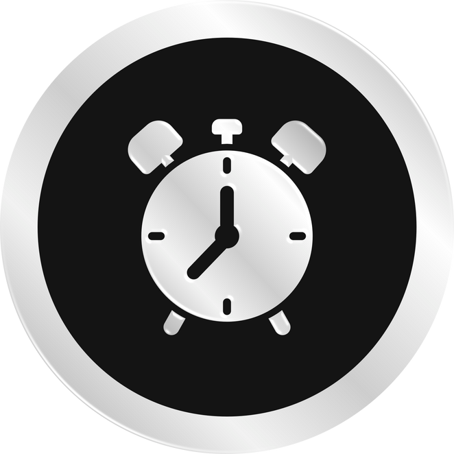 Silver Alarm Clock Icon